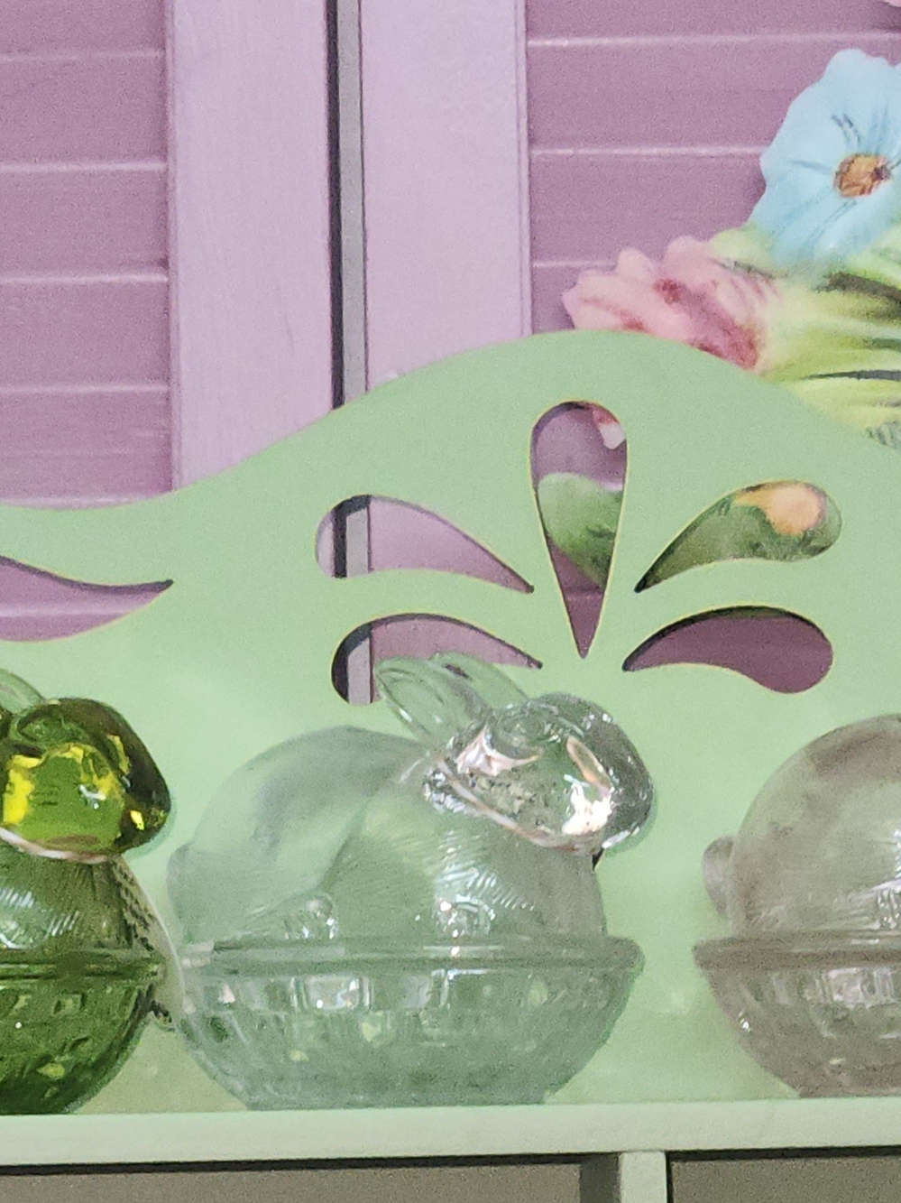 Green Glass Bunny Candy Dish - Decorative Glass Bunny